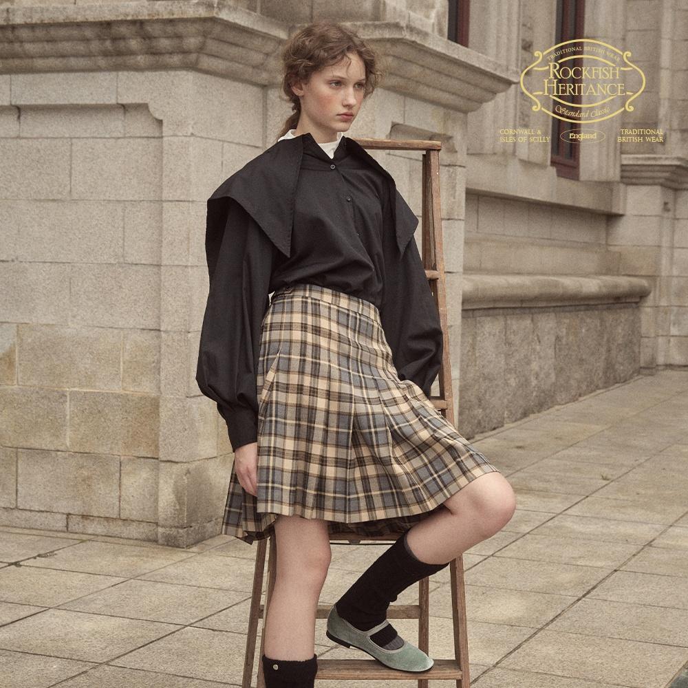 RFH CLASSIC CHECK PLEATS SKIRT - BEIGE CHECK