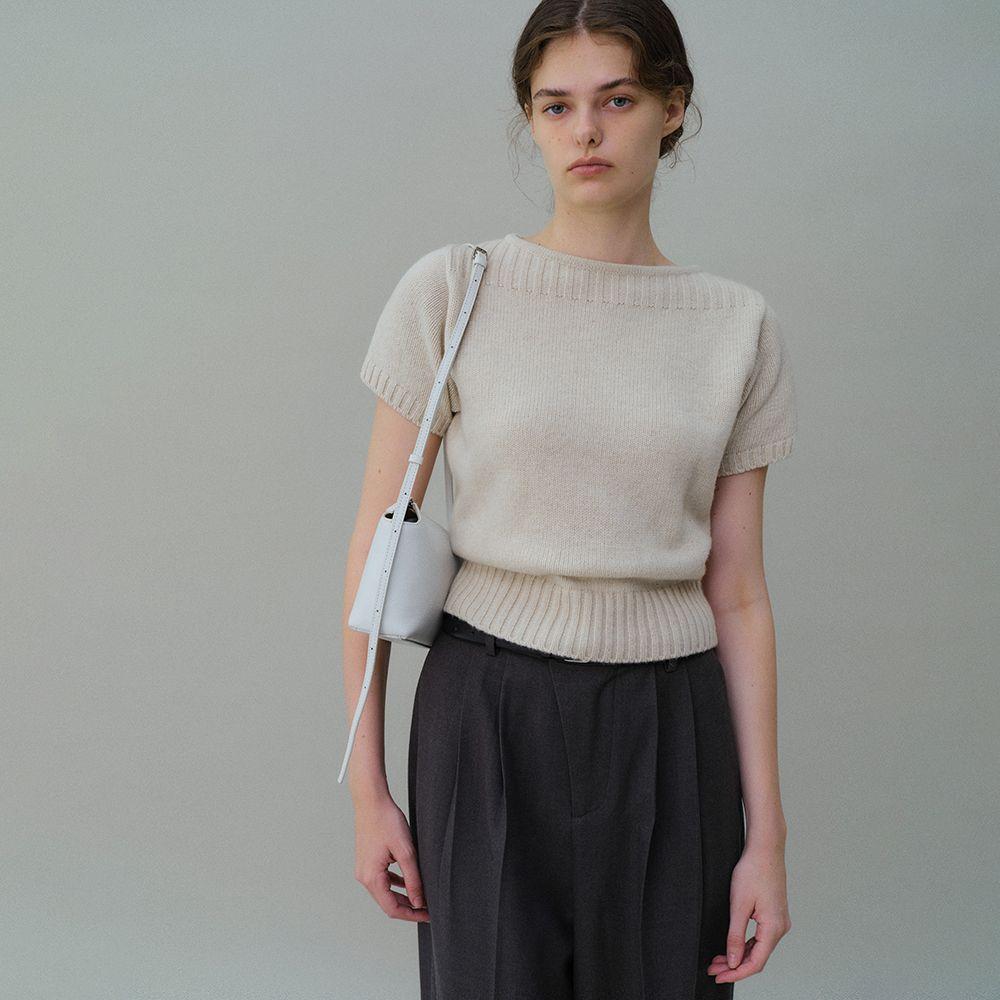 [2차재입고] boat-neck half knit (oatmeal)