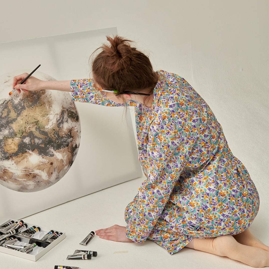 (w)디퓨즈 파자마 긴소매세트 엠버 바이올렛