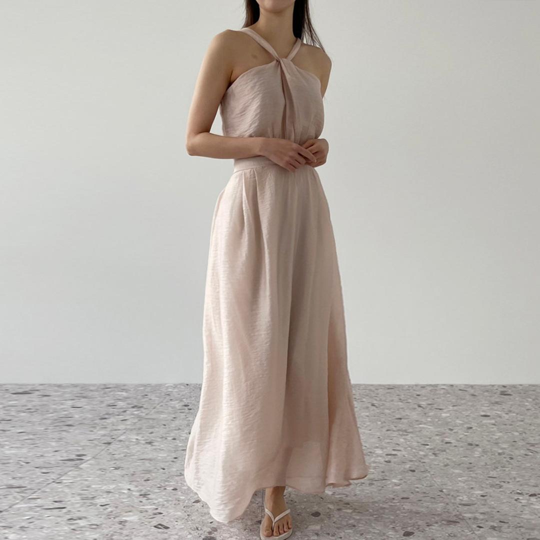 (자체제작)홀터넥 맥시 롱원피스 파티 휴양지룩 바캉스 호캉스 동남아 하와이 신혼 해외여행 드레스