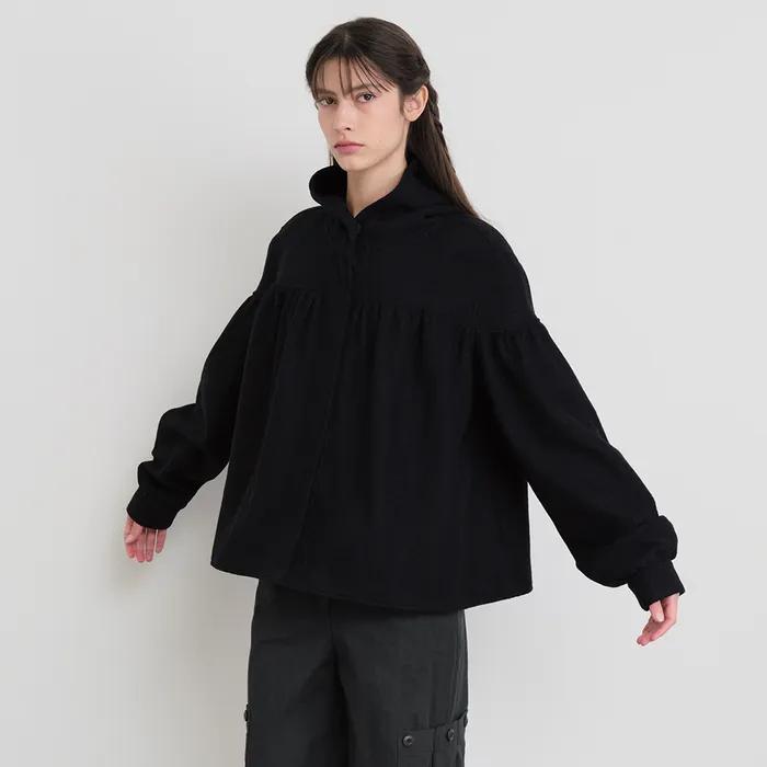 HOOD WOOL JACKET (BLACK)