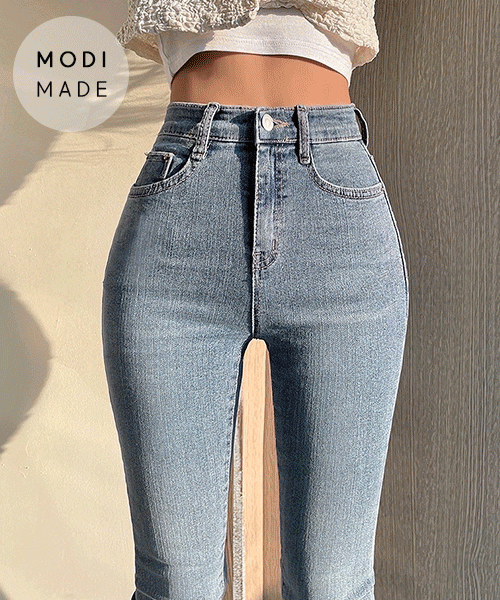 *색상추가 [XS~L.자체제작] '키작녀 그레이연청 8부 세미부츠컷\' 하이웨스트 골반핏 데님 연청 팬츠