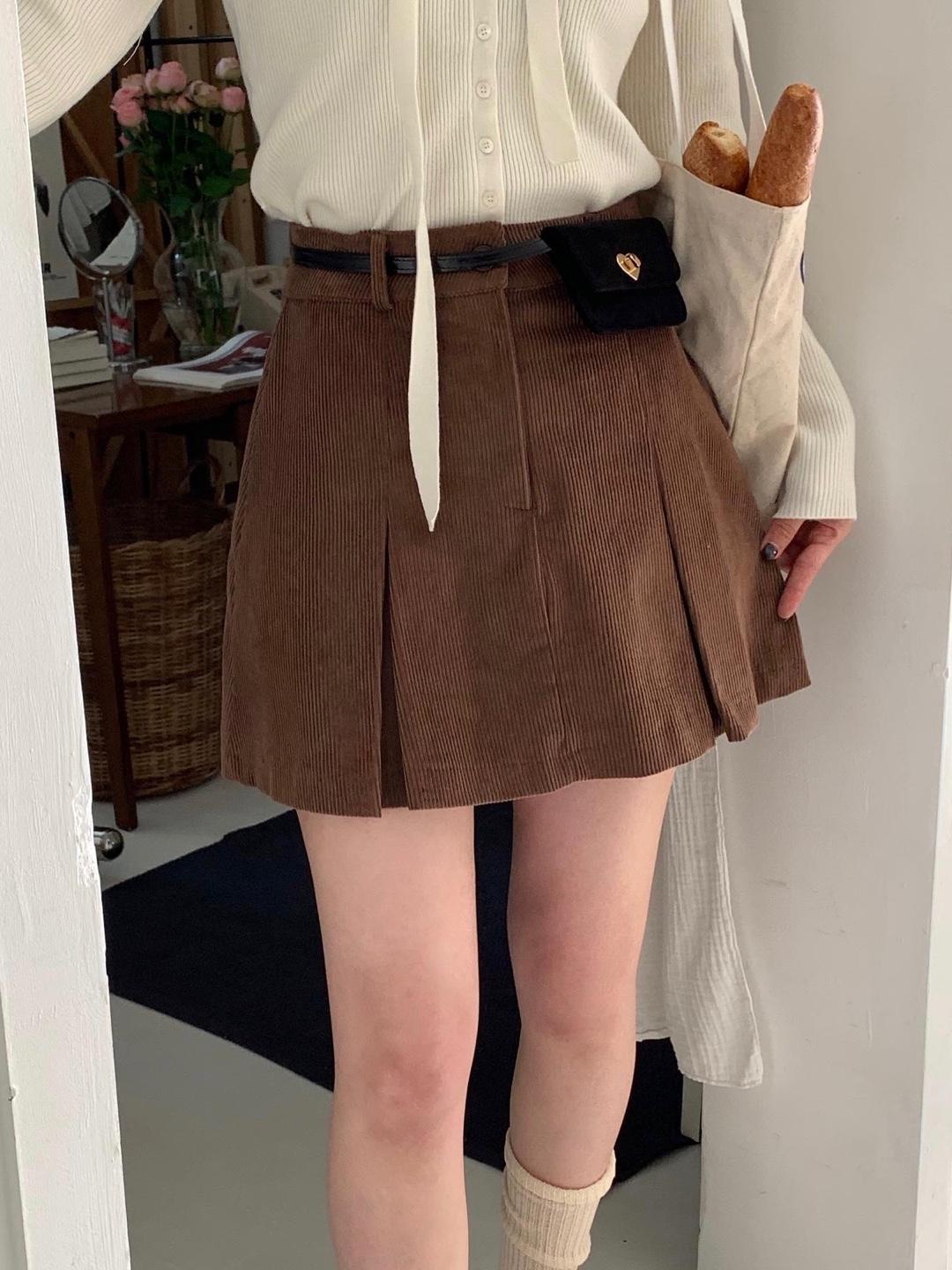 새들 코듀로이 스커트