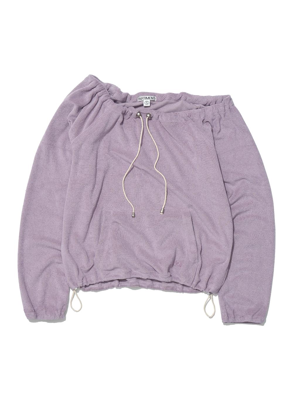 [WOMEN] TERRY DRAWSTRING OFF-SHOULDER TOP_DUSTY PLUM
