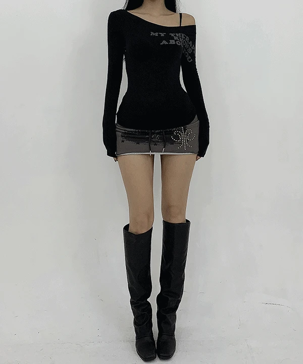 프린팅 치마바지 유니크 로우라이즈 쭈리 미니 스커트(차콜,베이지)