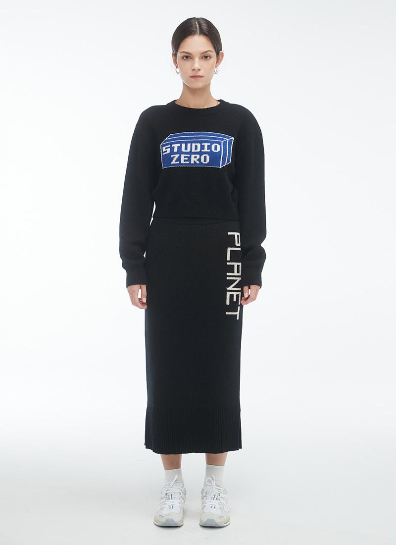 #ZPA3 스튜디오 니트 스커트 [BLACK]