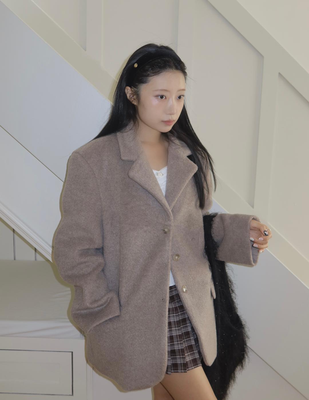 (1차 리오더) Hairy Blazer Coat_brown