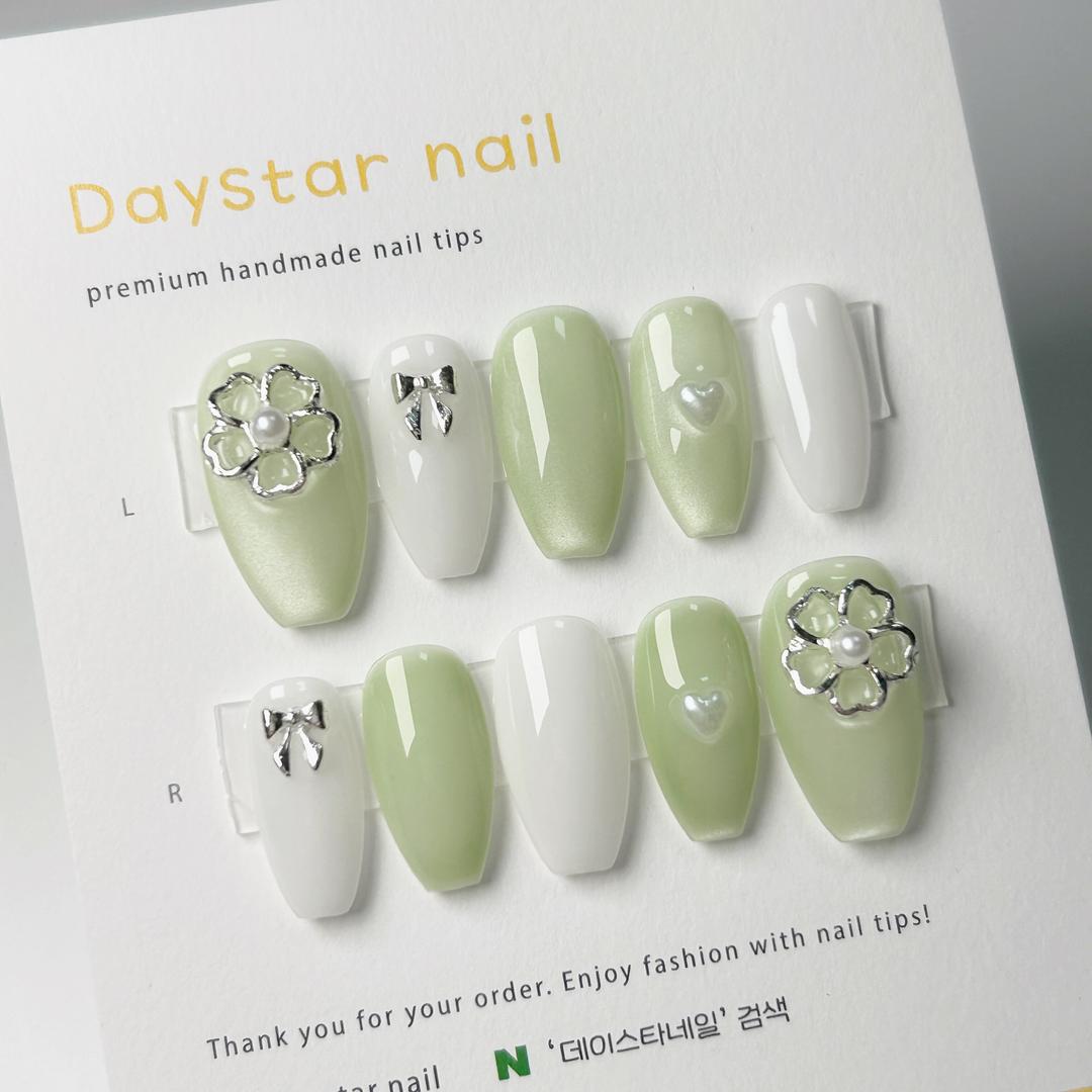 데이스타네일 그린자석젤 심플 데일리 수제네일팁