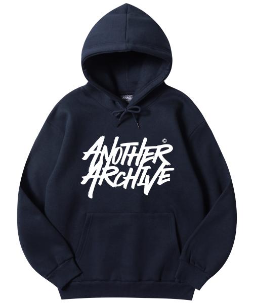 그래피티 로고 후드티_네이비