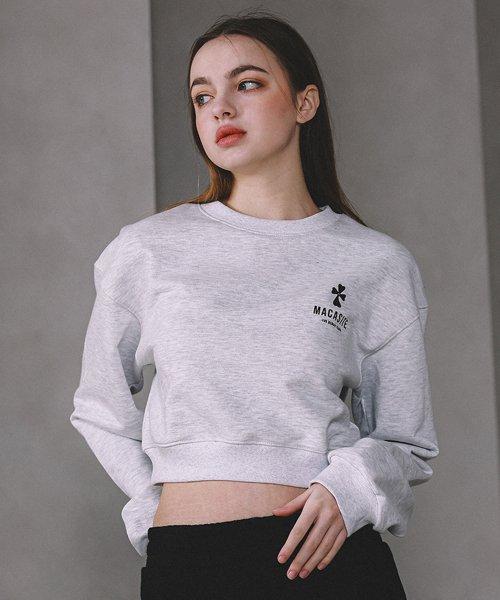 Signature crop sweatshirt white m/gray