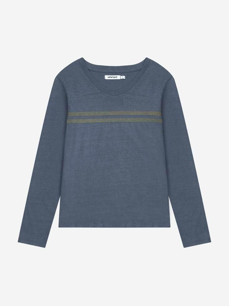 1/2 PIGMENT LINER V-NECK TEE (NAVY)