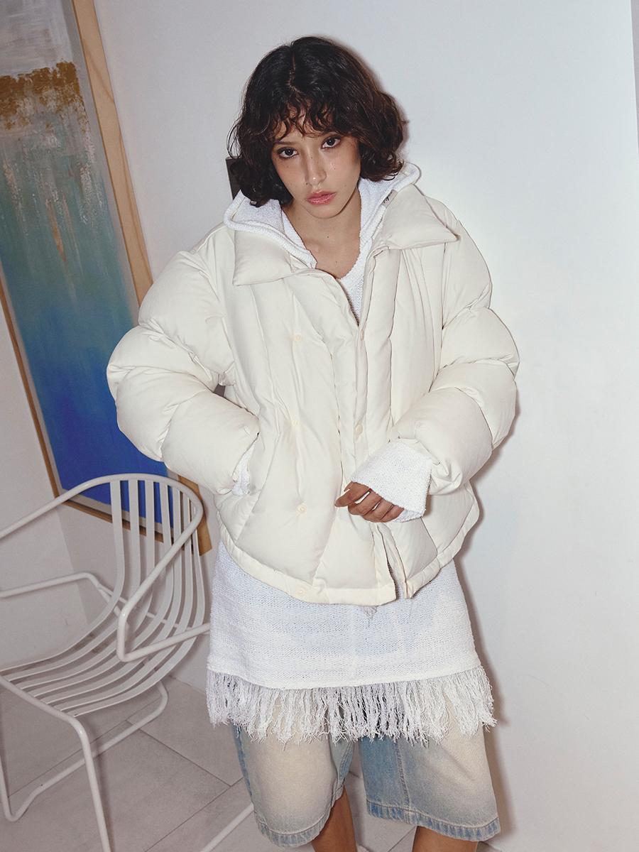 CURVE LINE COLLARED DOWN PUFFER IVORY