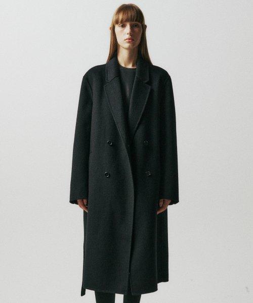 캐시미어 벨티드 핸드메이드 코트 블랙