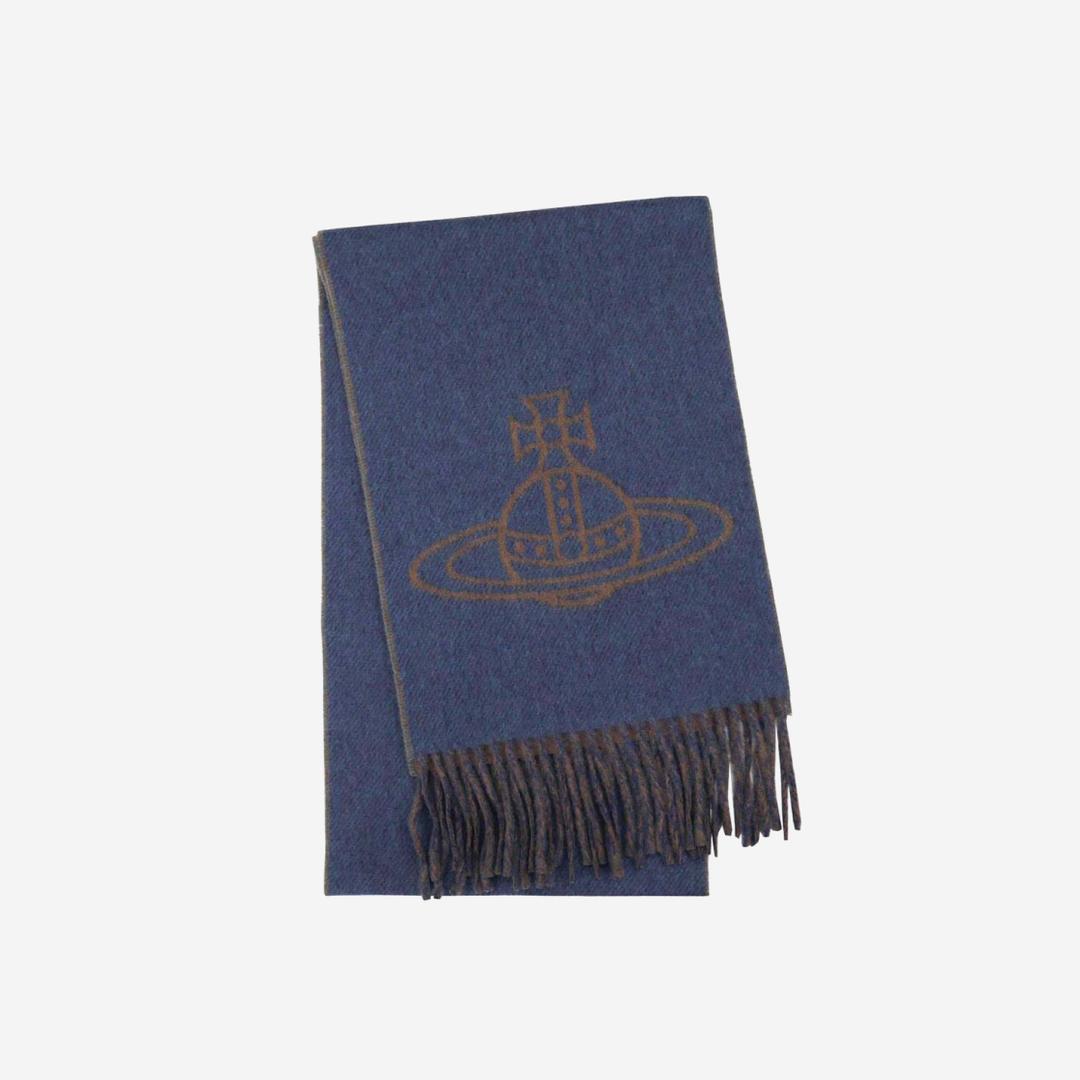 Vivienne Westwood Two Side Single Orb Scarf Blue