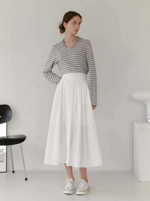 SHIRRING LONG SKIRT_WHITE