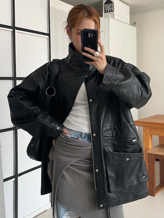 [DIDI-PICK] LEATHER UTILITY JACKET V2 (BLACK)