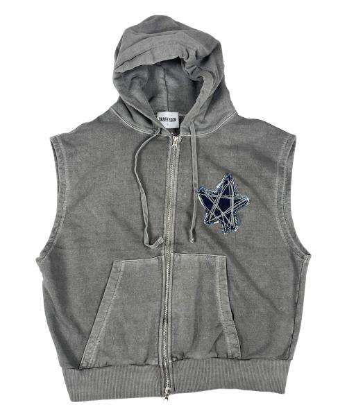 Doodle Star Pigment Hood Zip-up (Gray)