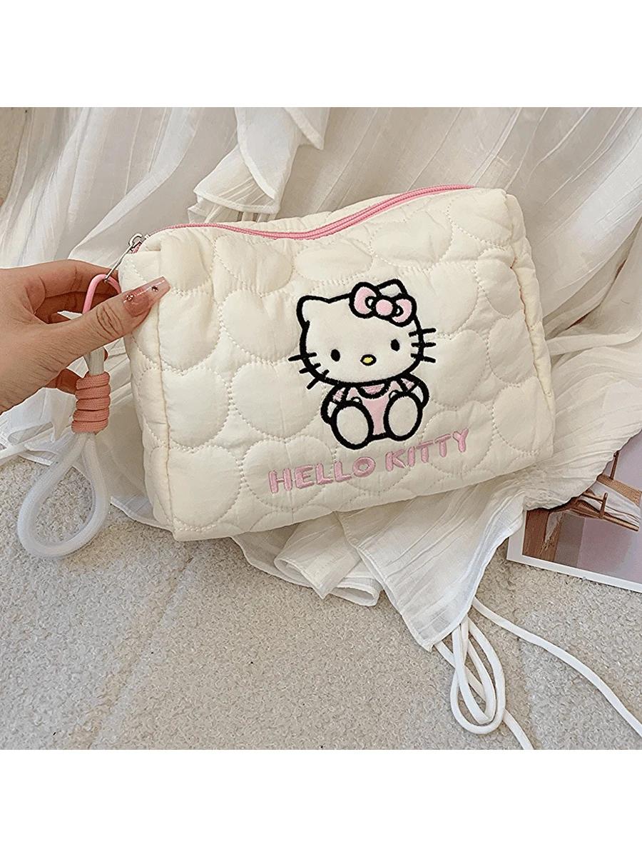 Sanrio 캔버스 메이크업 가방 - 대용량, 방수 아님, 무취 화장품 정리함 도구 & 액세서리용, 보헤미안 감성