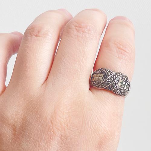 빈티지 마카사이트 스털링실버링-약 16호