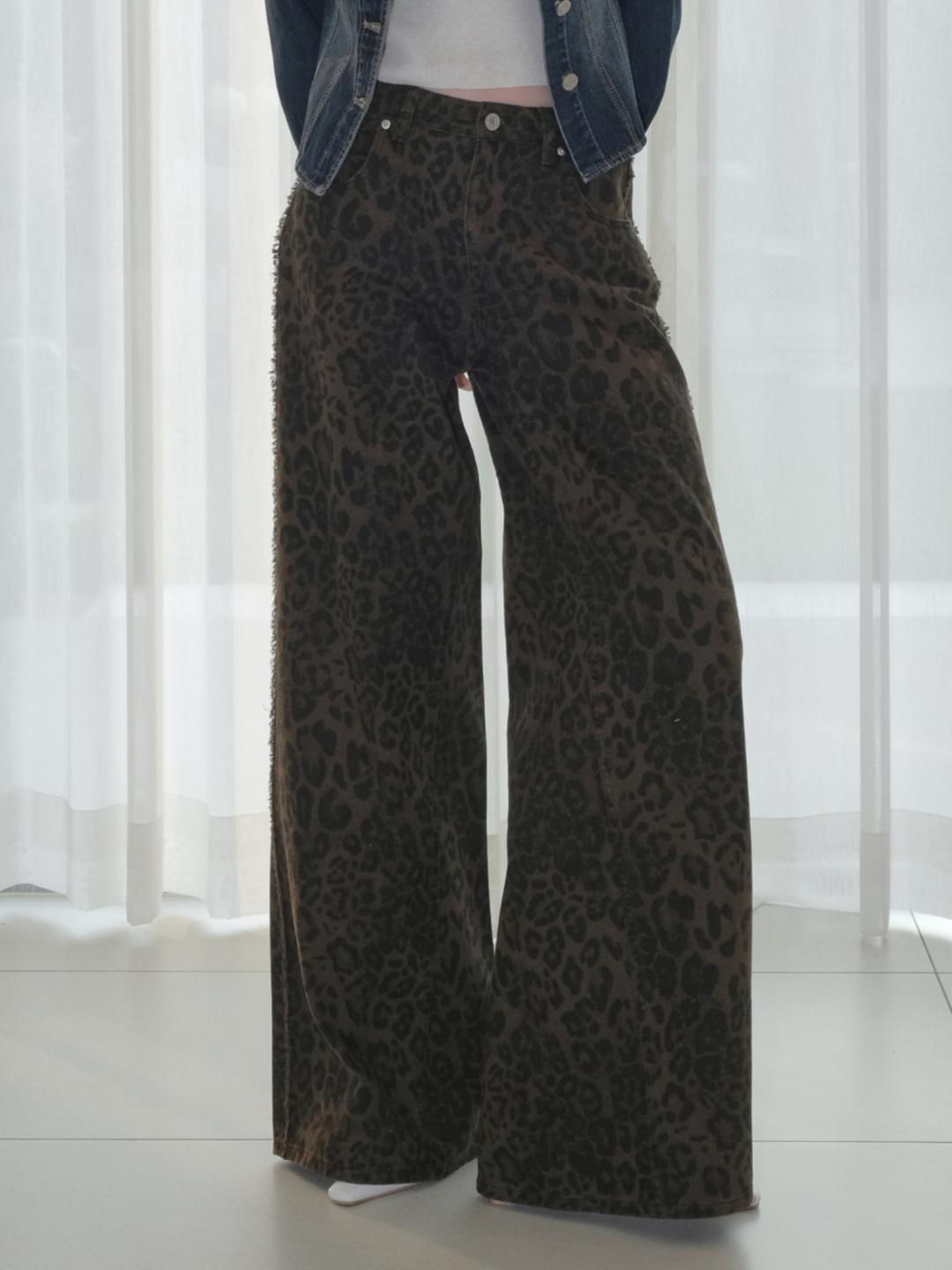 LEOPARD WIDE PANTS [BROWN]