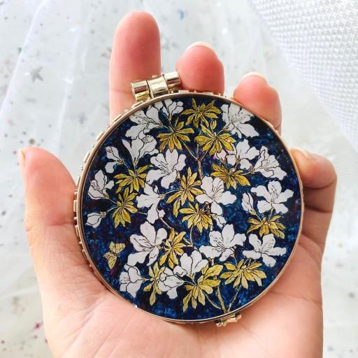 네이비 단아꽃 손거울