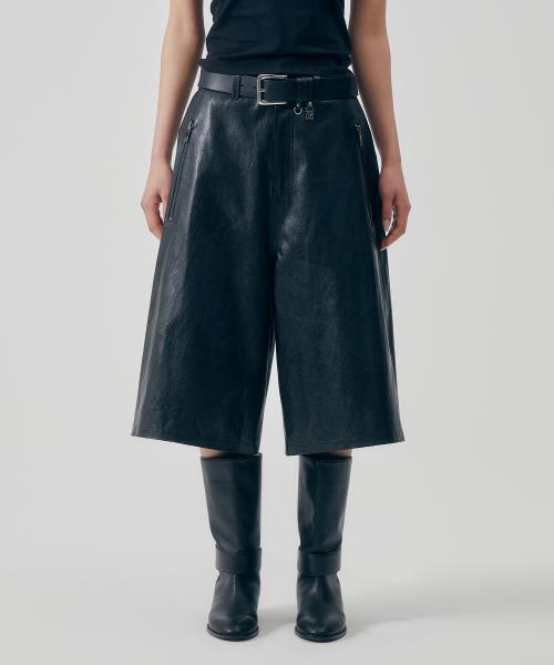 트리밍버드(TREEMINGBIRD)  Distressed Leather Set-up Shorts [ Black ] - 사이즈 & 후기 | 무신사