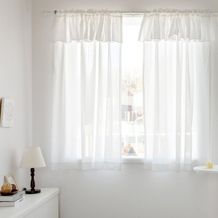 플린솔리드 프릴 워싱면 창문커튼 1장