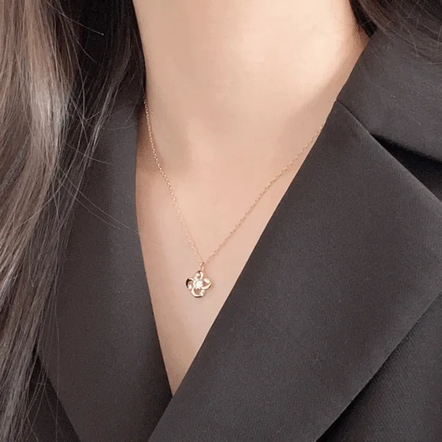 윈디 클로버 심플 큐빅 써지컬 목걸이 (3color)
