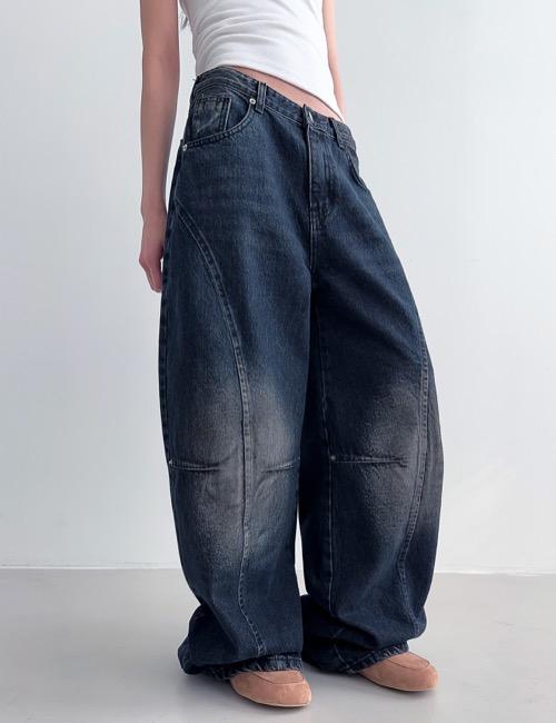 double line maxi denim pants
