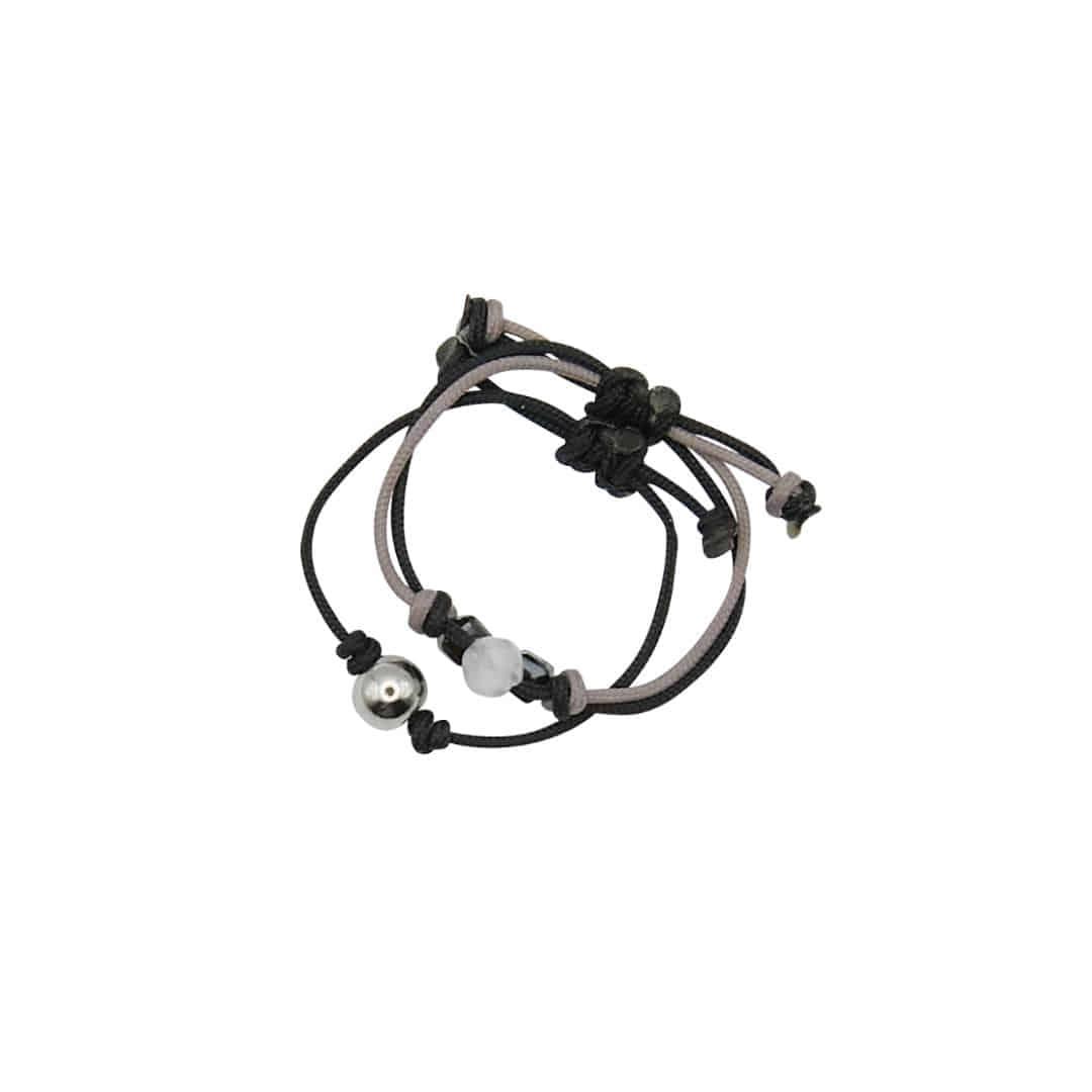 gem string ring set-black