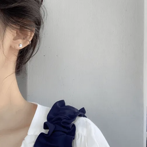 [1+1할인] 귀찌 미니 조약돌 레이어드 4종-모노캐비닛 / 안뚫는 하객 직장인 코디