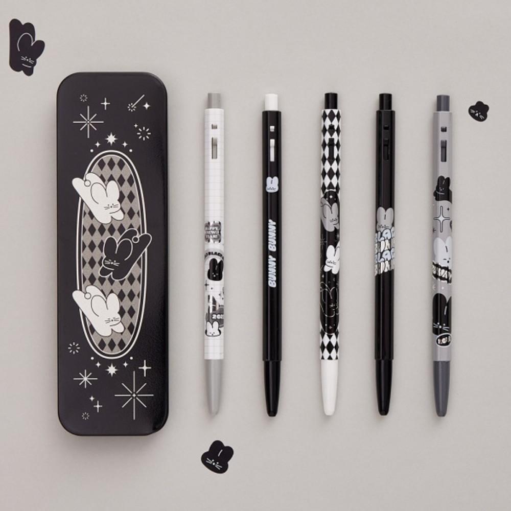 모나미 153 블랙 버니 볼펜 세트 한정판 5본