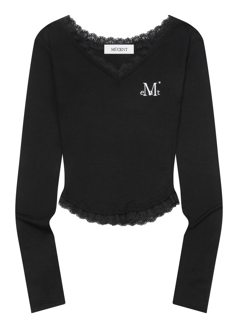 SUNNIOR LACE V-NECK LONG SLEEVE T (3Color) 서니어 레이스 브이넥 긴팔 티 (3컬러)