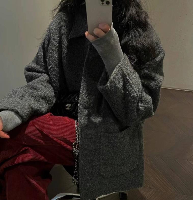 포레스트 [세일] 바스켓 플랫하프코트 여성코트 울 부클 오버핏 싱글코트