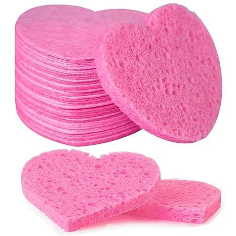 50-Count Facial Sponges Compressed, 100% Natural Cellulose Face Sponge Professional Cosmetic Spa Sponges for Face Cleansing, Exfoliating Mask, Makeup Removal for Travel and Home, Pink