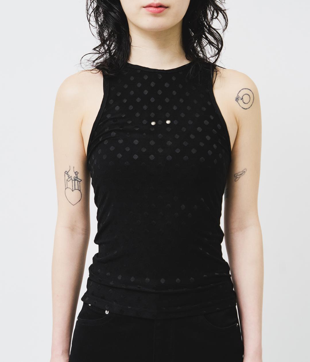 (W) Dot Black Sleeveless