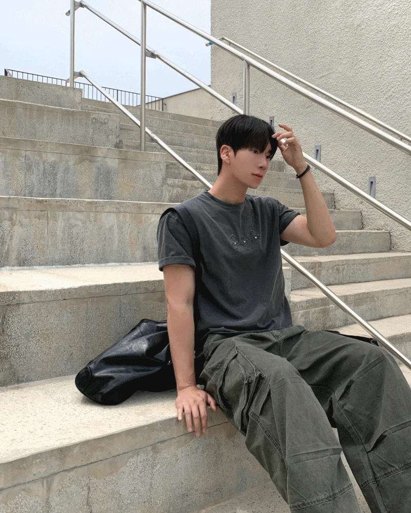 페이디드 크로스 피그먼트 반팔티(4C)