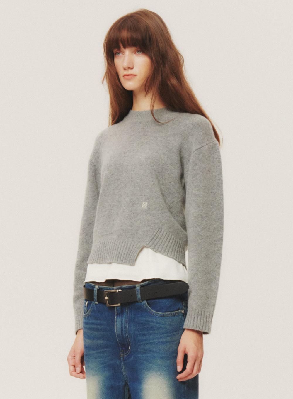 [10월 19일 예약배송]Dublin Unbalanced Cashmere Knit - Classic Charcoal