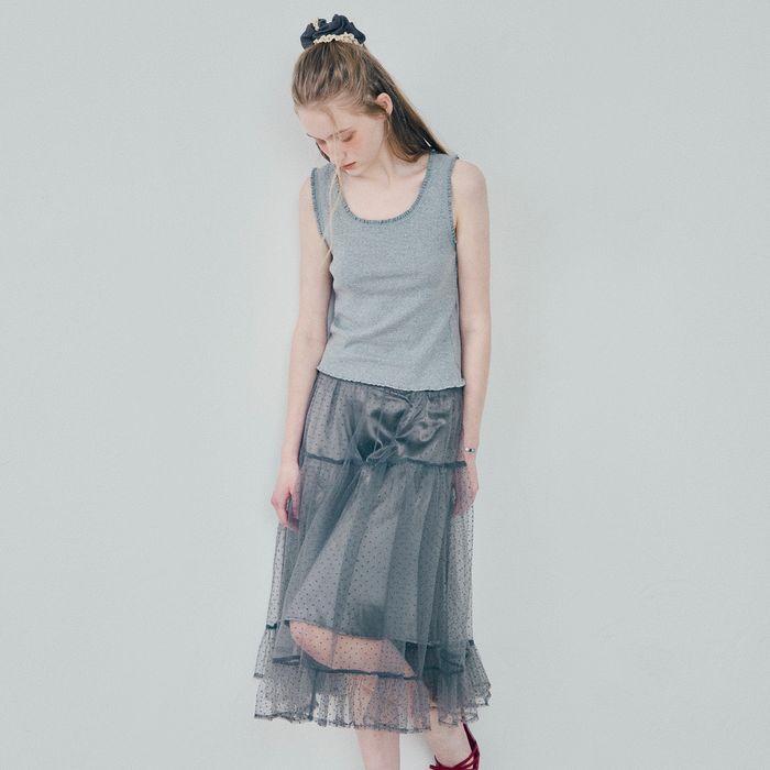 티어드 샤 스커트_Blush Grey