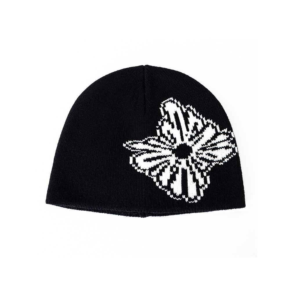 [HIDDEN BEHIND] FLOWER JACQUARD BEANIE (BLACK)