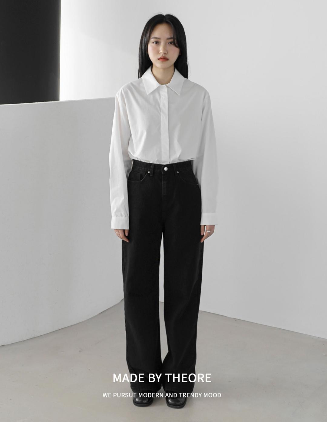 [THEORE] Black Washing Wide Denim