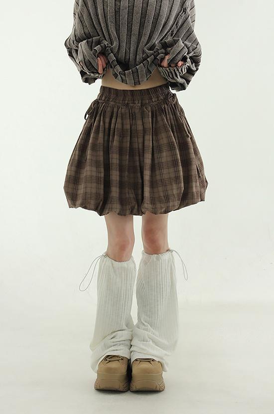 로컬맨션 check pumpkin banding mini skirt