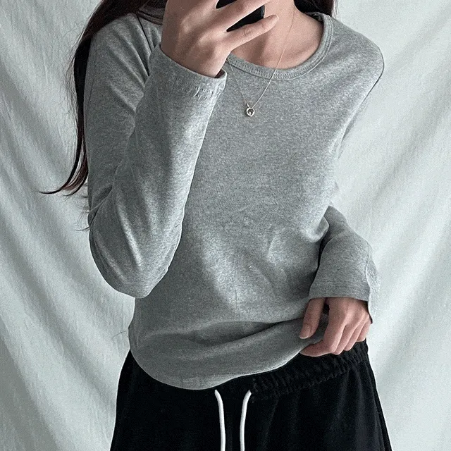 [🔥2장구매할인/8color🔥] 싱글 라운드 레이어드 티 슬림핏 심플 무지 긴팔 티셔츠 데일리 이너티셔츠 기본티