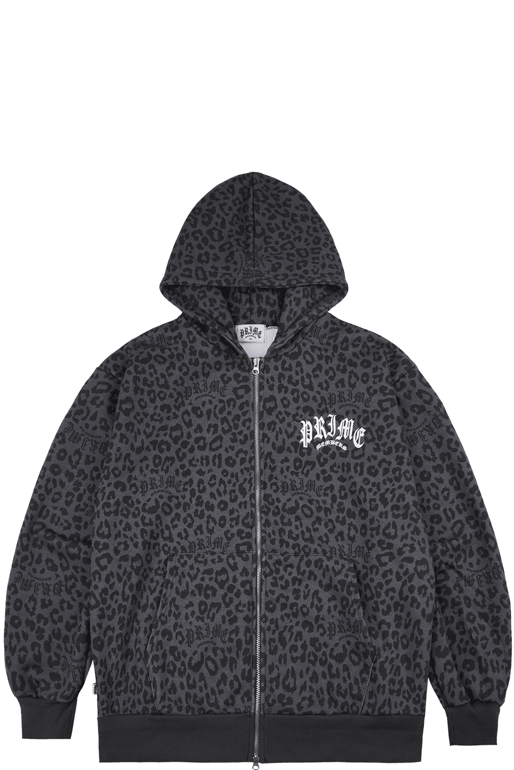 Leopard Zip-Up Hoodie Black