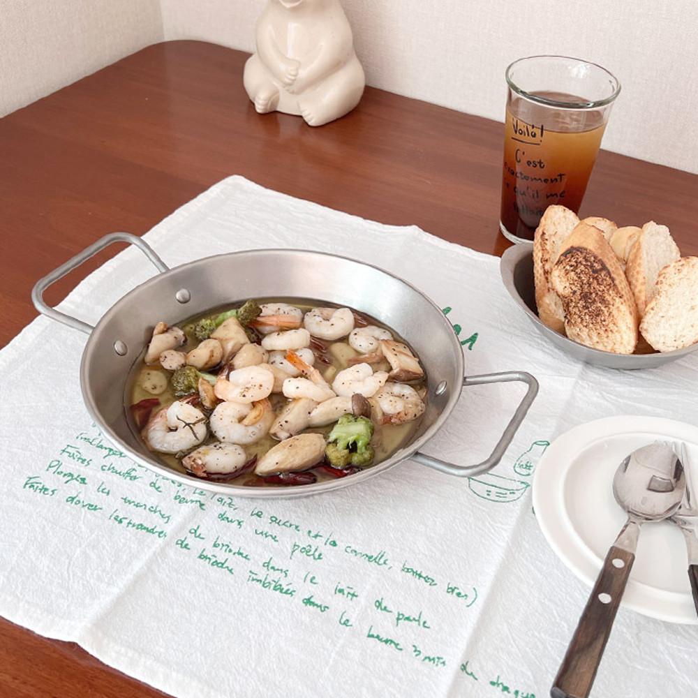 레트로 빈티지 무광 스텐 빠에야 핸들 플레이트