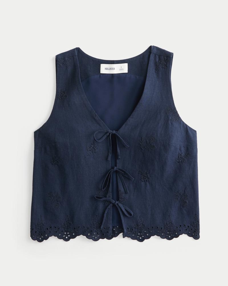 Easy Linen-Blend Tie-Front Vest