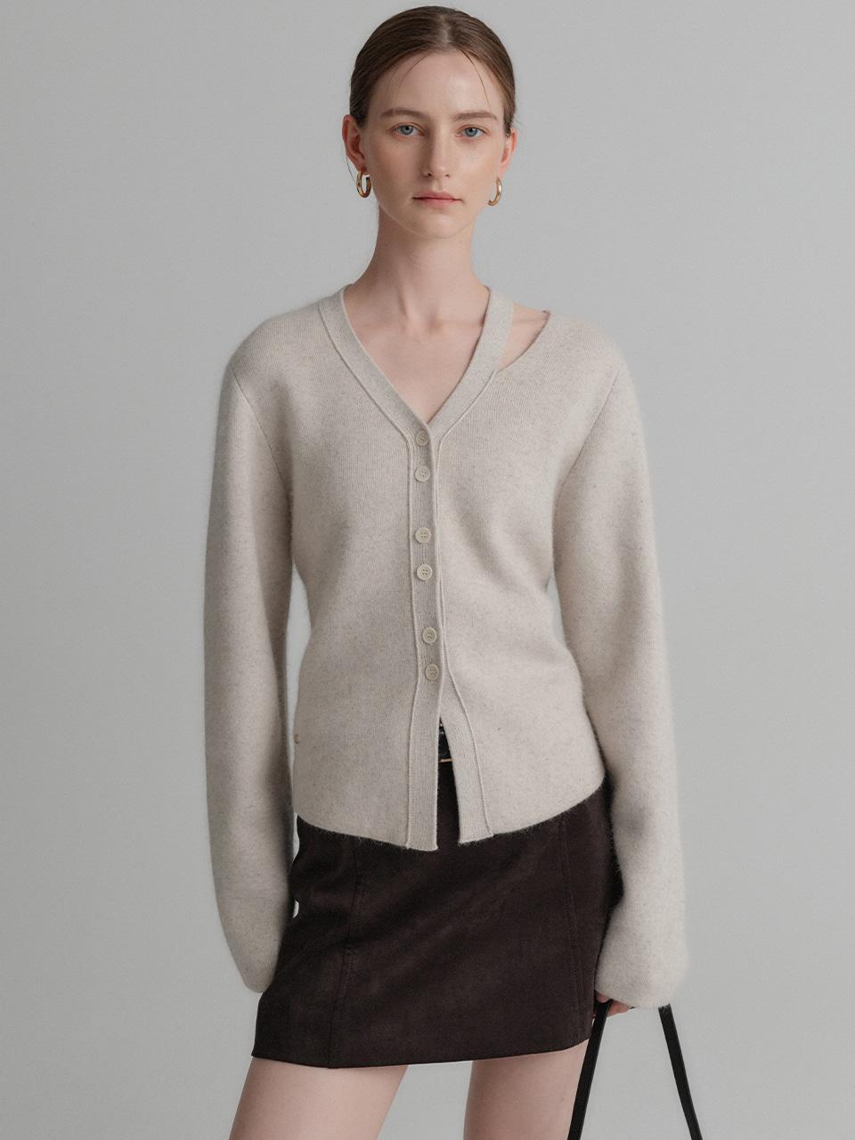 룩캐스트 카밀라 컷아웃 라쿤 가디건 / CAMILA CUT OUT RACCOON CARDIGAN_3colors