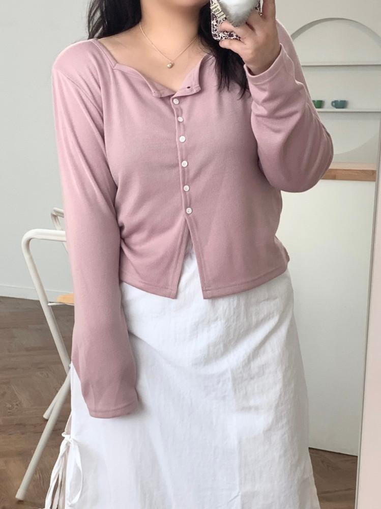 [지연] 스퀘어 오픈 버튼 가디건티 [44-99] (3color)