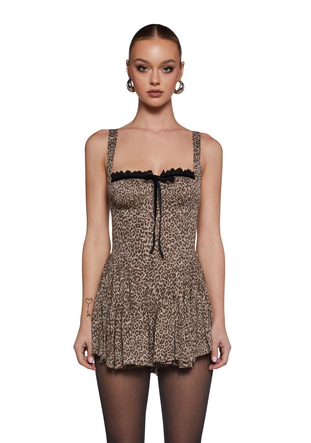 Fierce Mood Leopard Romper - BROWN / Small