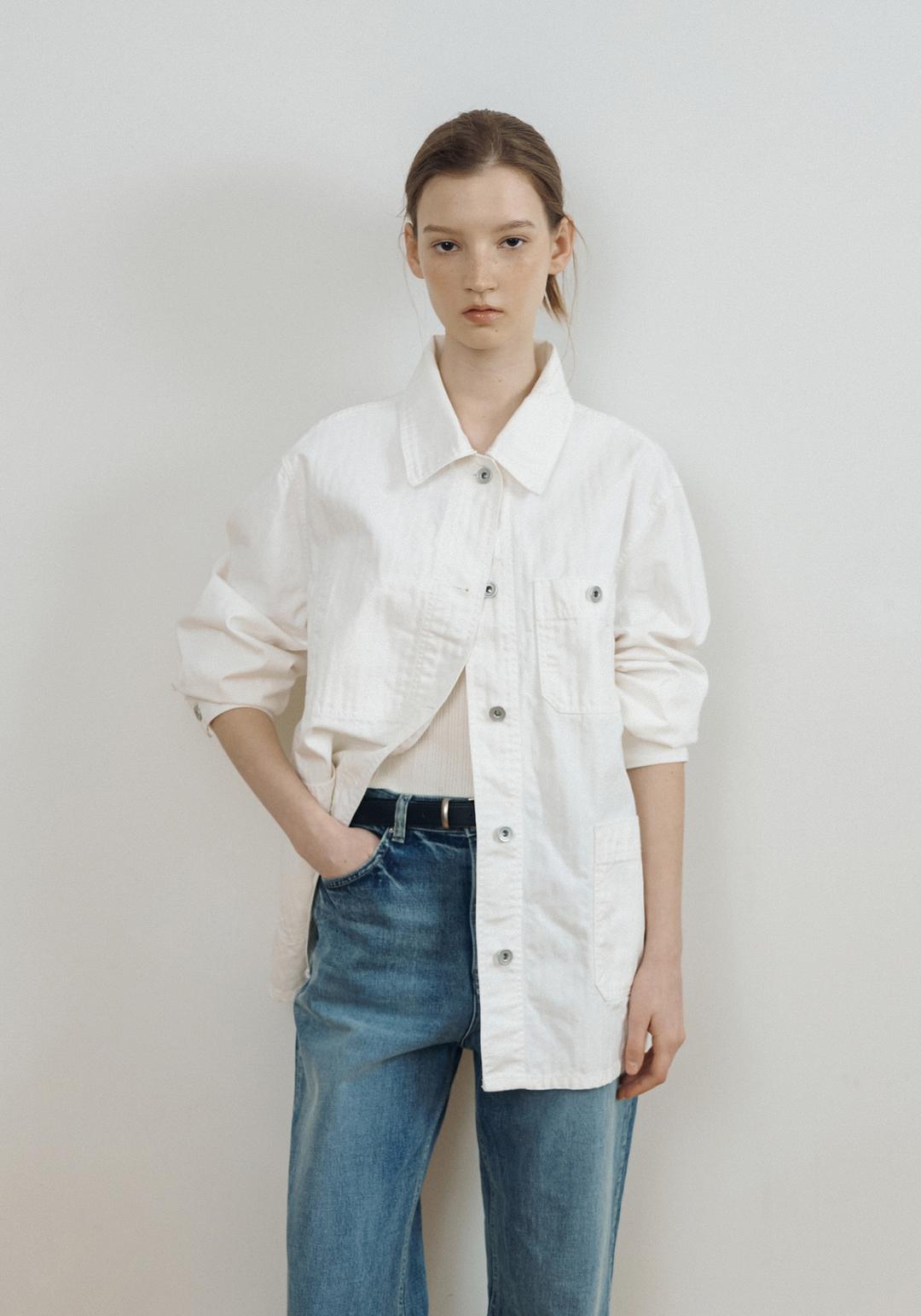 Tuga chore work jacket (Herringbone white)